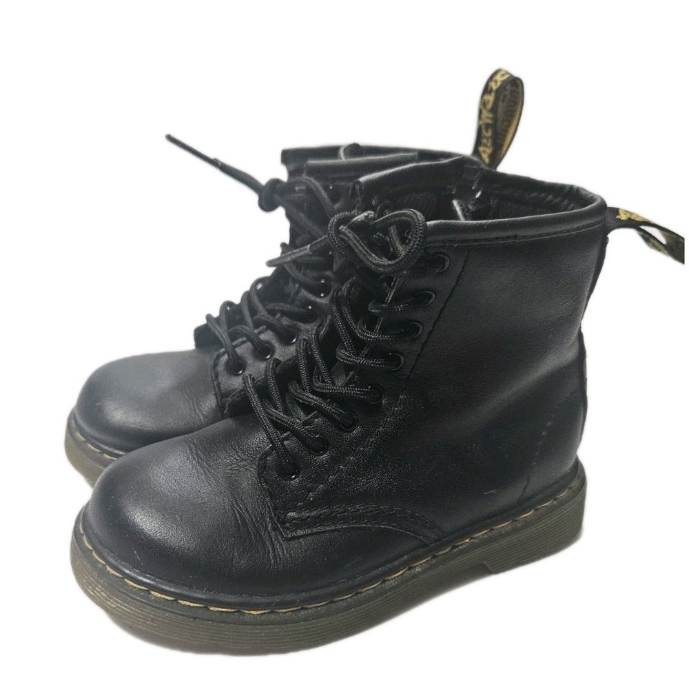 Dr Martens Toddler Kids Size 9 US Black Leather Boots Zip Side Unisex AW004